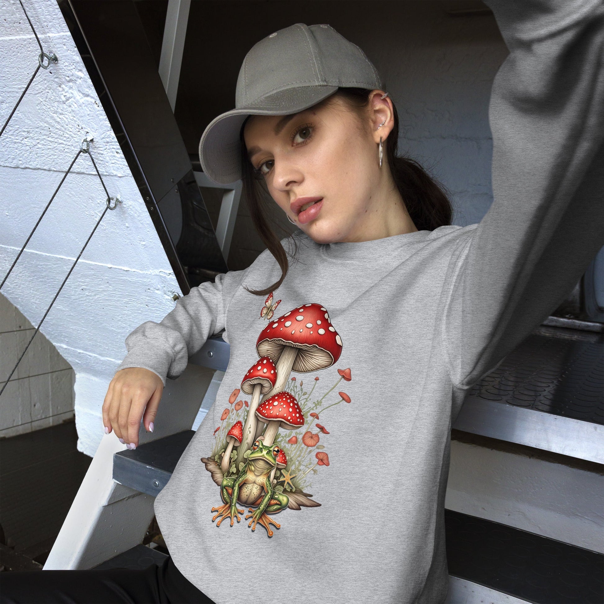 Women's Sweatshirt with Mushroom & Toadstool Design - Cozy & Stylish - Sublimegifts4u.com