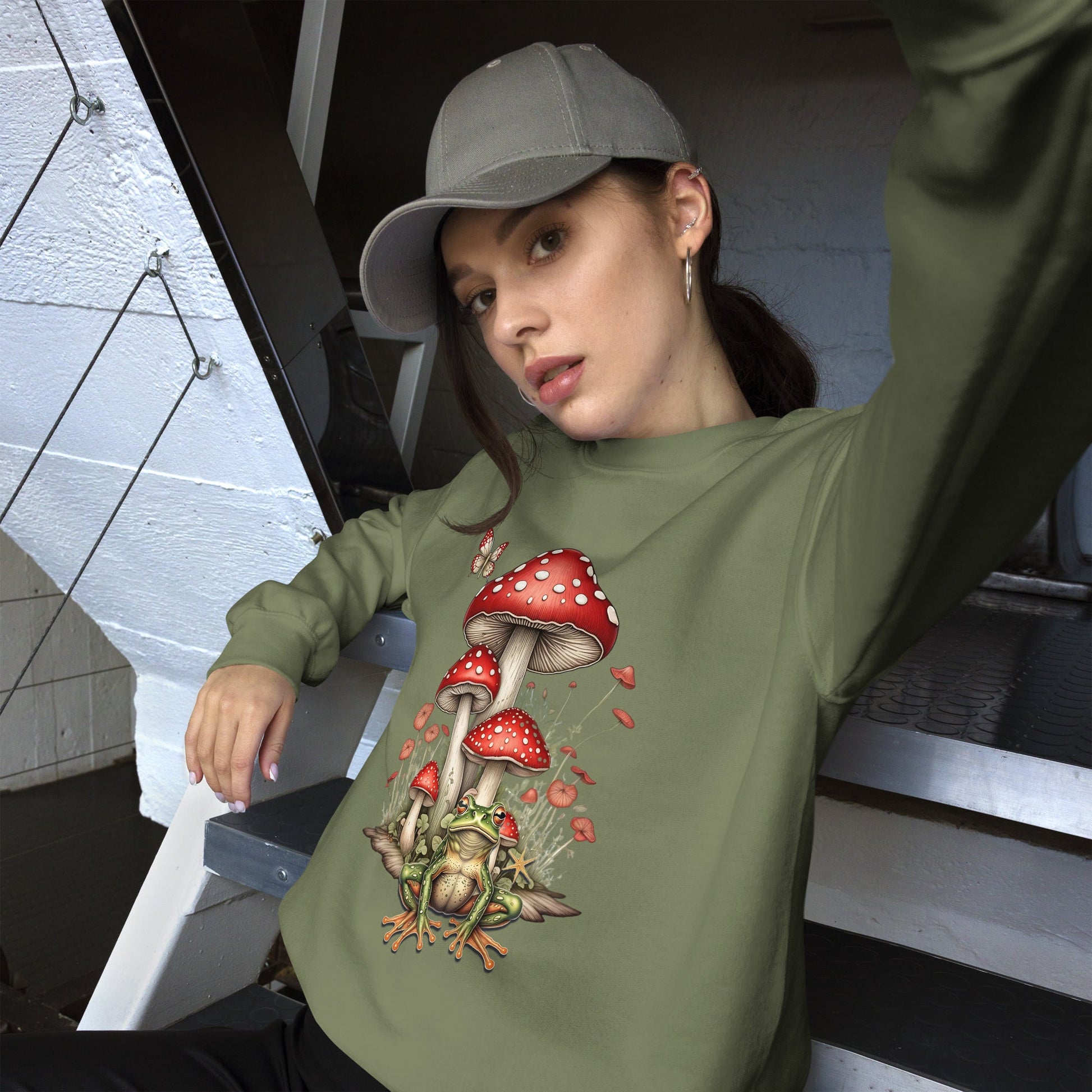 Women's Sweatshirt with Mushroom & Toadstool Design - Cozy & Stylish - Sublimegifts4u.com