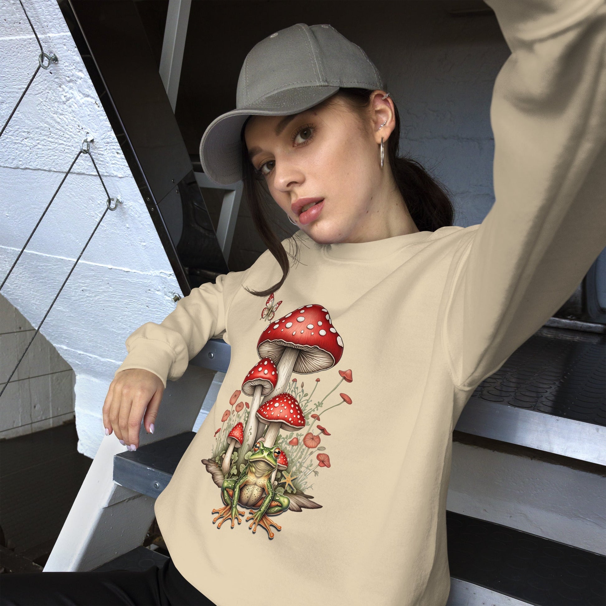 Women's Sweatshirt with Mushroom & Toadstool Design - Cozy & Stylish - Sublimegifts4u.com