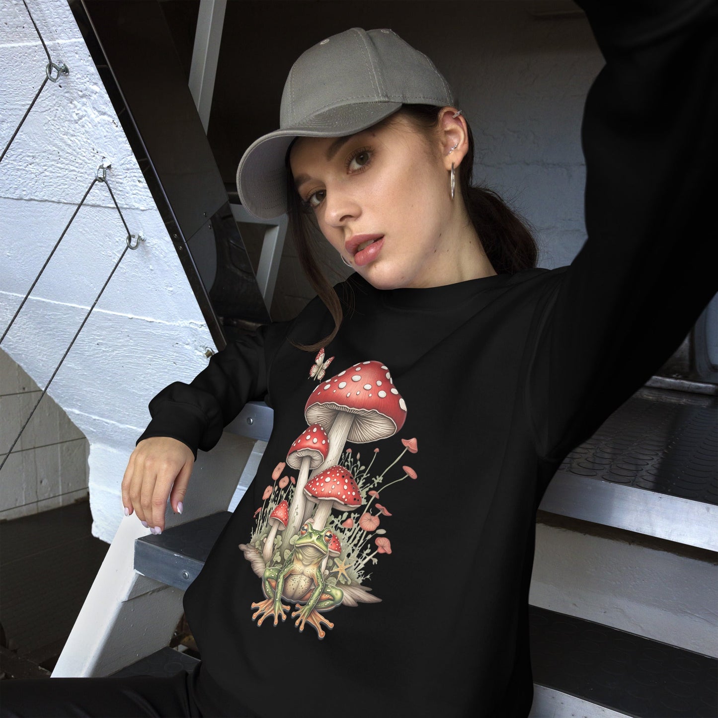 Women's Sweatshirt with Mushroom & Toadstool Design - Cozy & Stylish - Sublimegifts4u.com