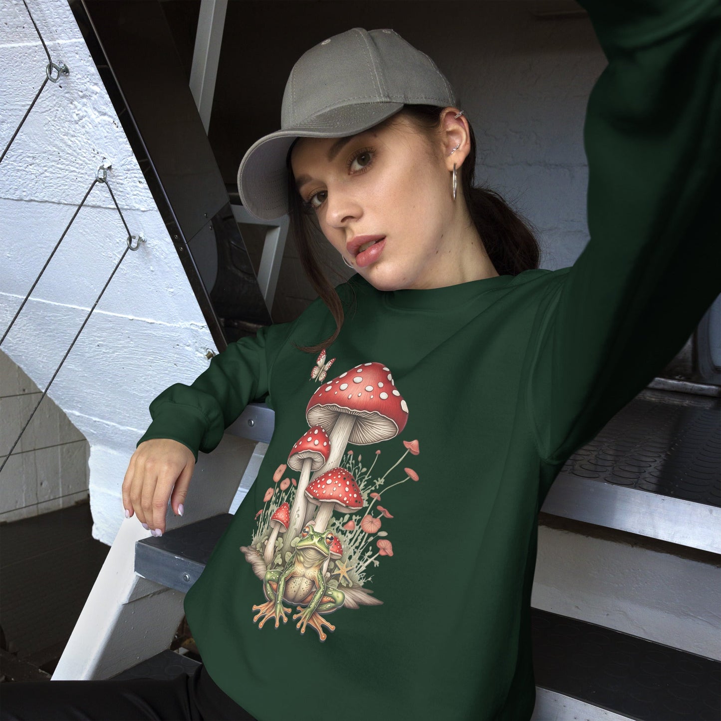 Women's Sweatshirt with Mushroom & Toadstool Design - Cozy & Stylish - Sublimegifts4u.com