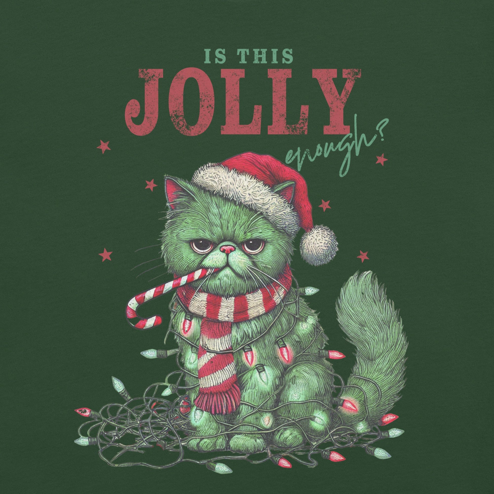 Women’s T-Shirt – "Is This Jolly Enough?" Grumpy Christmas Cat Tee - Sublimegifts4u.com