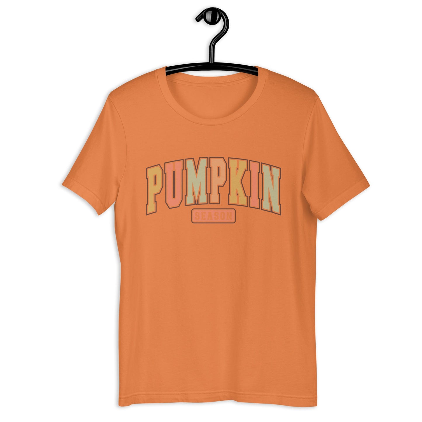 Womens T-Shirt: 'Pumpkin Season' University Font – Fall Colors & Soft Cotton Fit - Sublimegifts4u.com