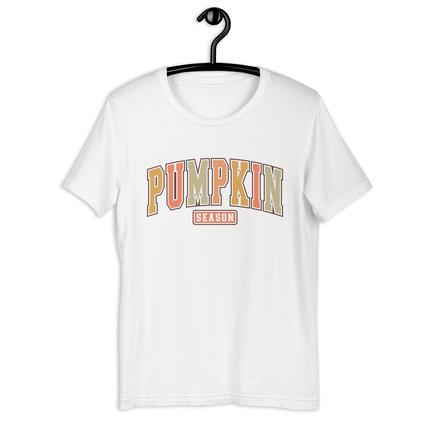 Womens T-Shirt: 'Pumpkin Season' University Font – Fall Colors & Soft Cotton Fit - Sublimegifts4u.com