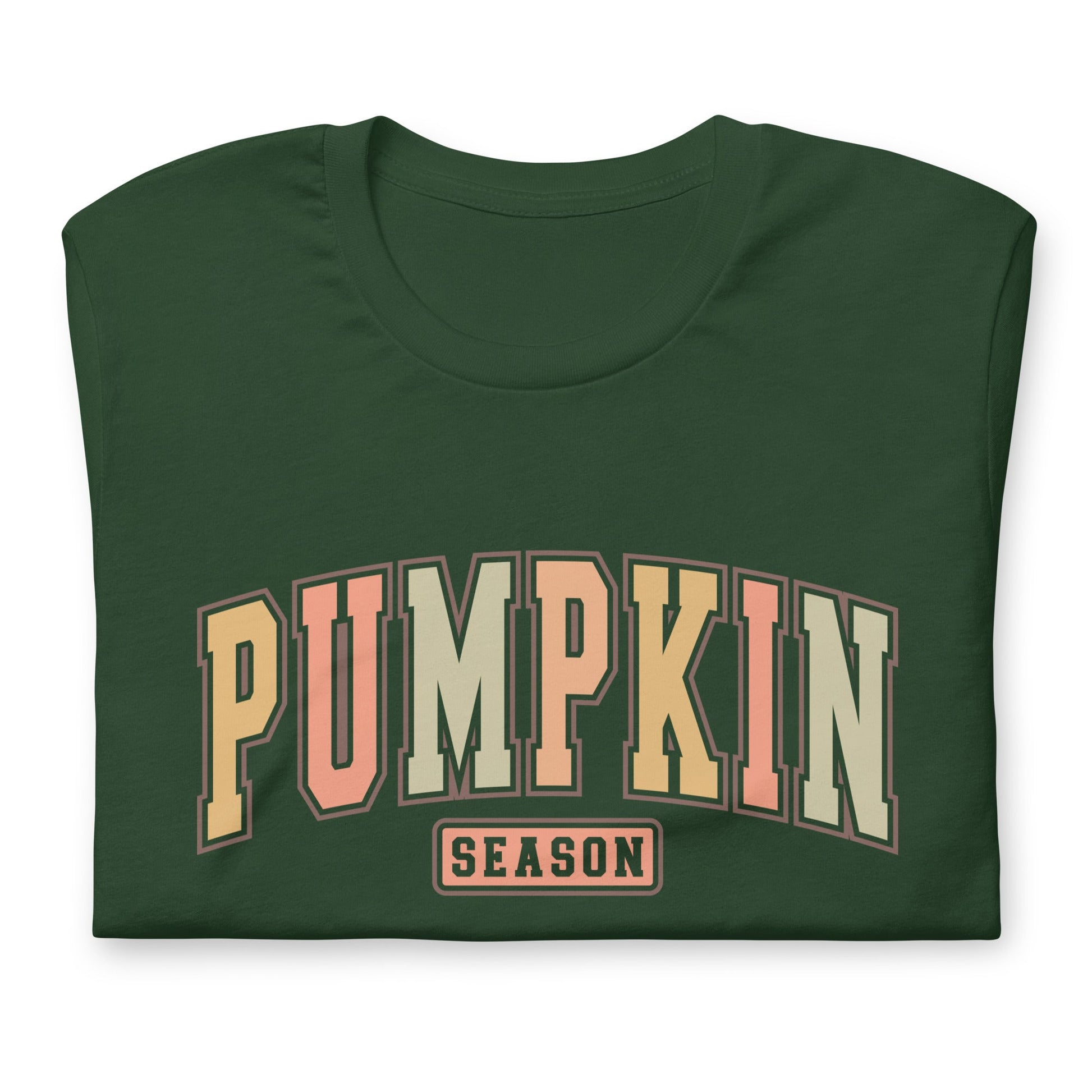 Womens T-Shirt: 'Pumpkin Season' University Font – Fall Colors & Soft Cotton Fit - Sublimegifts4u.com