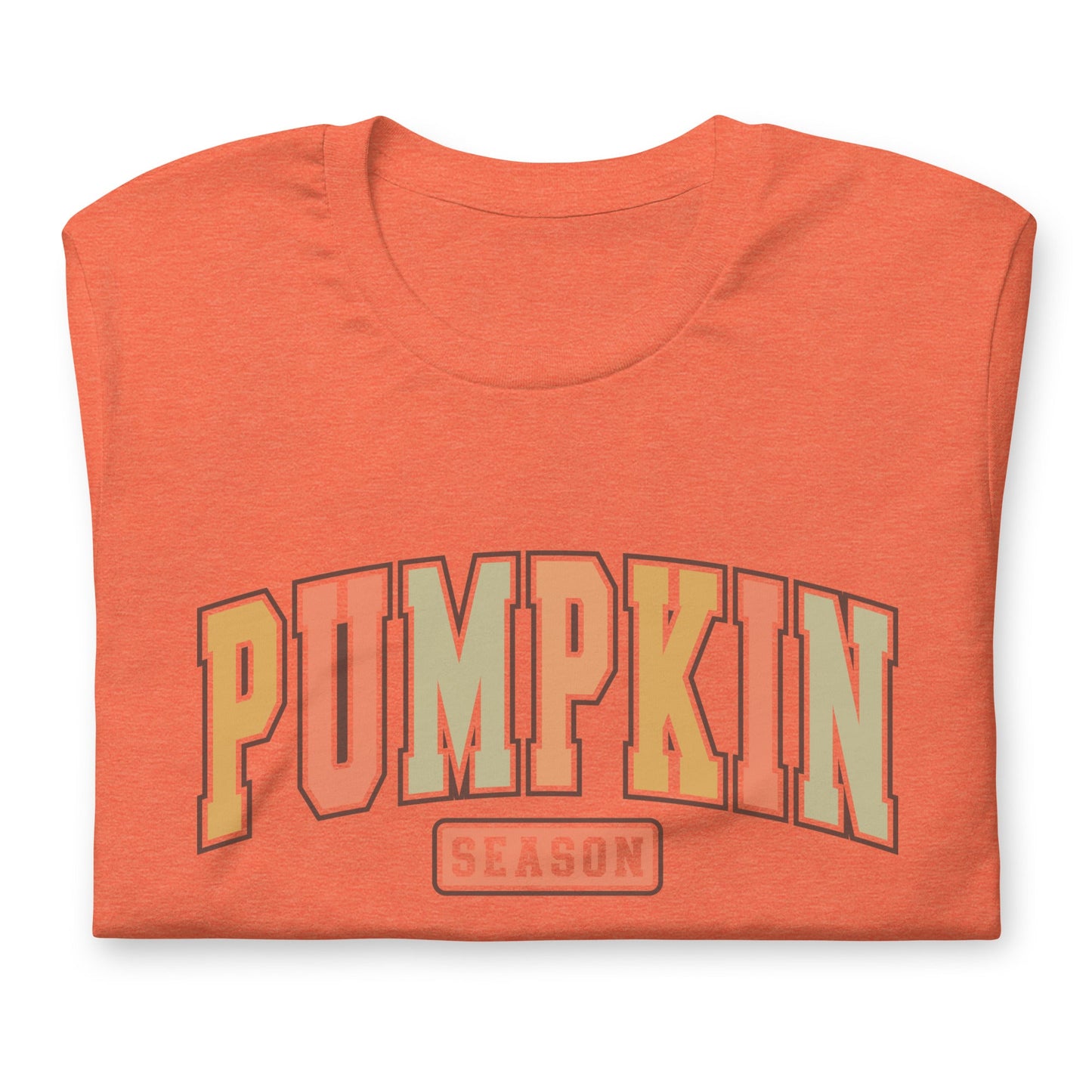 Womens T-Shirt: 'Pumpkin Season' University Font – Fall Colors & Soft Cotton Fit - Sublimegifts4u.com