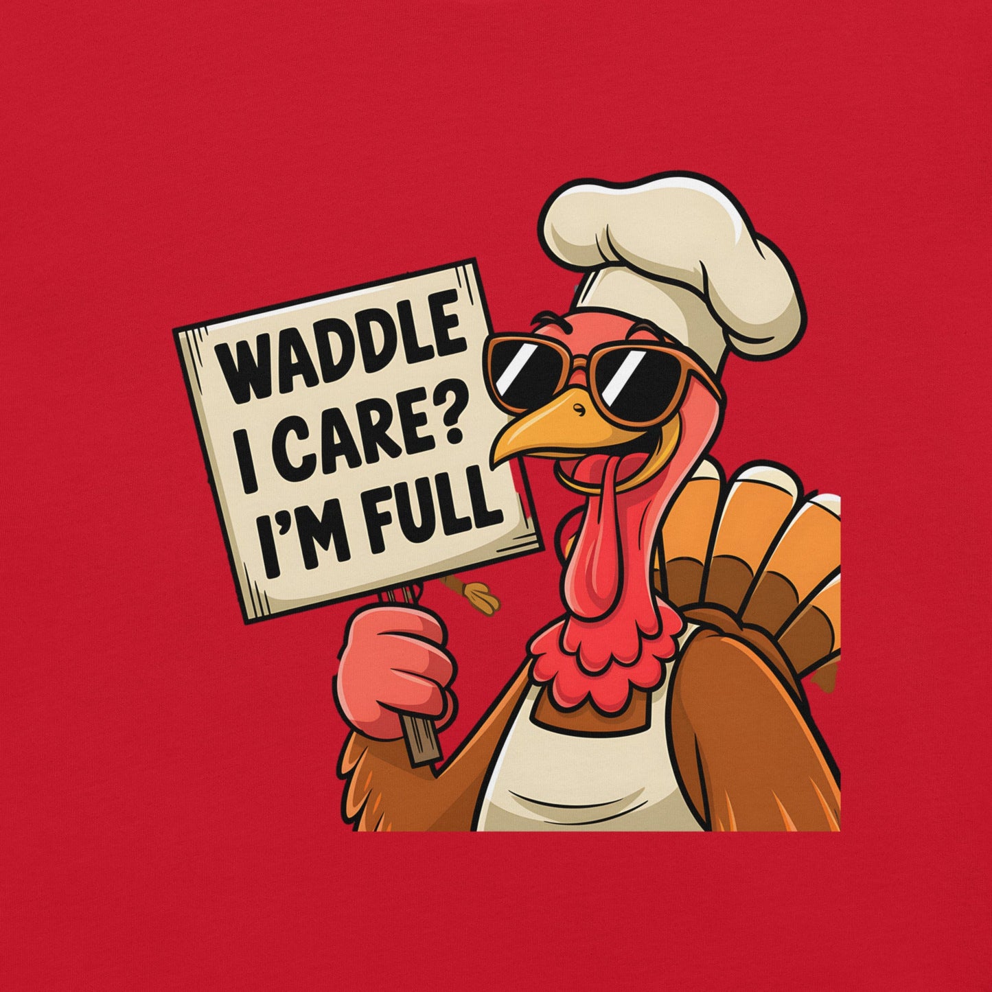 Women's T-Shirt with Funny Turkey Design - "Waddle I Care, I'm Full" - Soft and Comfortable - Sublimegifts4u.com