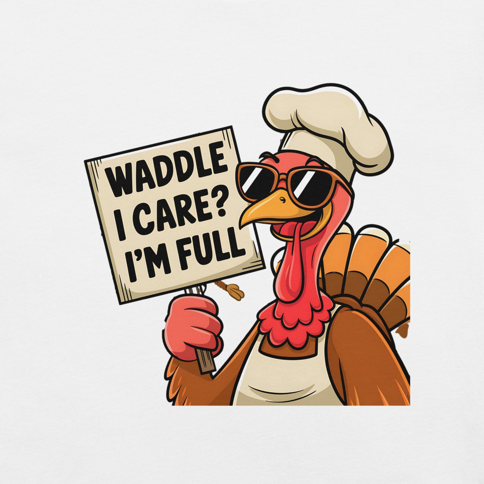 Women's T-Shirt with Funny Turkey Design - "Waddle I Care, I'm Full" - Soft and Comfortable - Sublimegifts4u.com