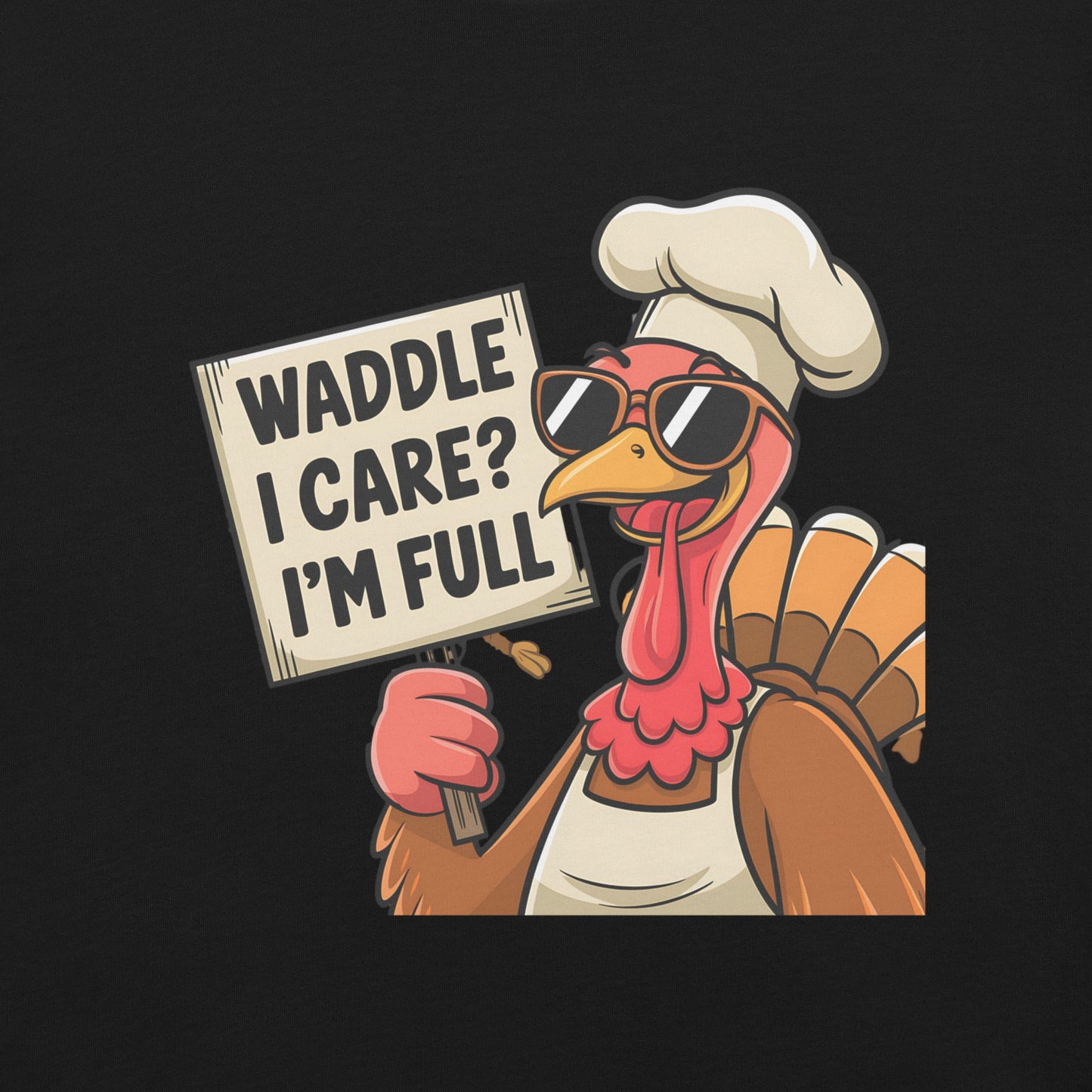 Women's T-Shirt with Funny Turkey Design - "Waddle I Care, I'm Full" - Soft and Comfortable - Sublimegifts4u.com