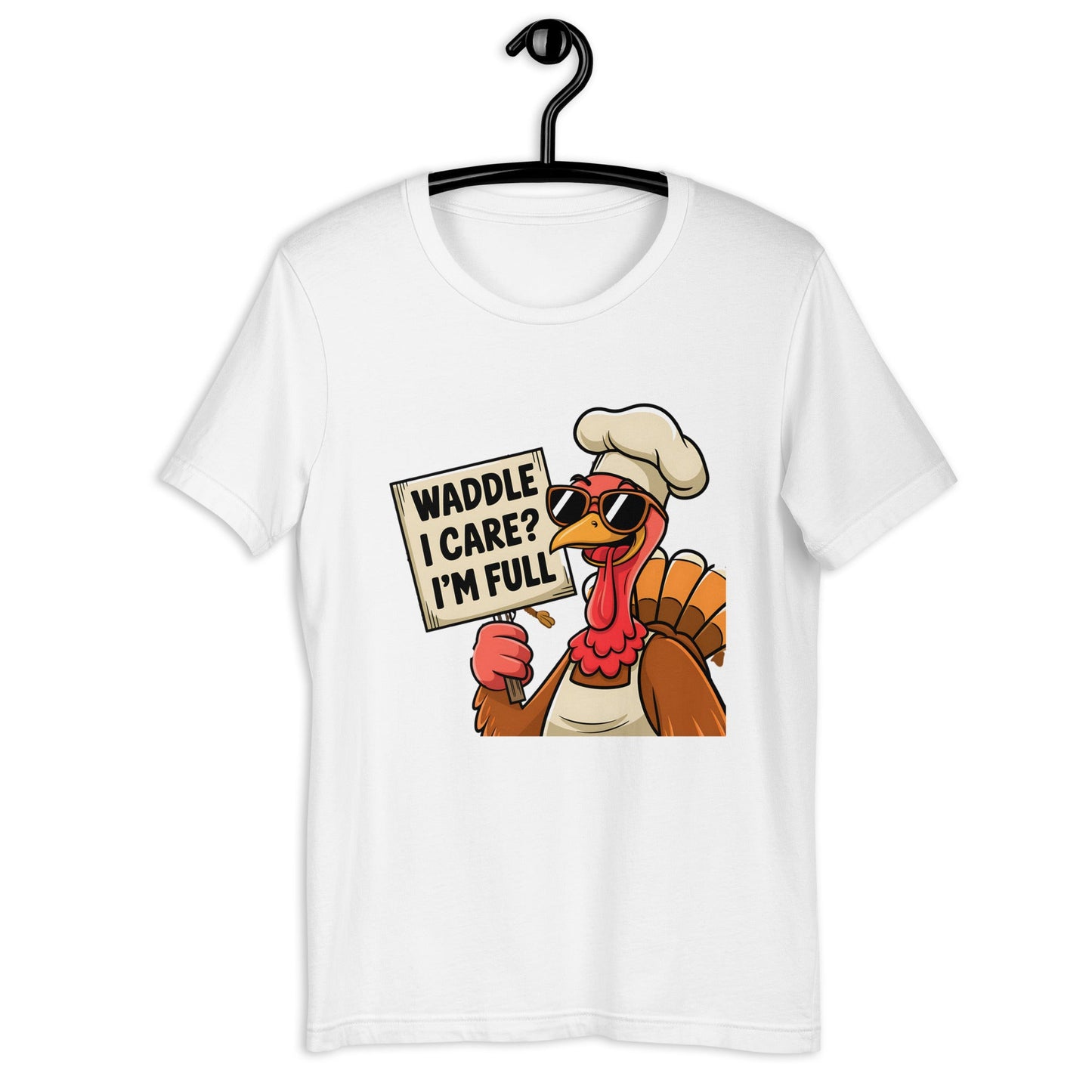 Women's T-Shirt with Funny Turkey Design - "Waddle I Care, I'm Full" - Soft and Comfortable - Sublimegifts4u.com