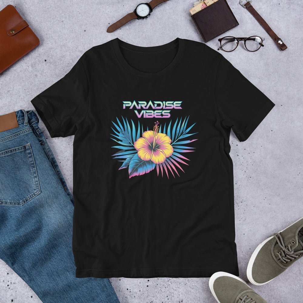 Women's T-Shirt with Tropical Florals and "Paradise Vibes" Design - Soft and Lightweight - Sublimegifts4u.com