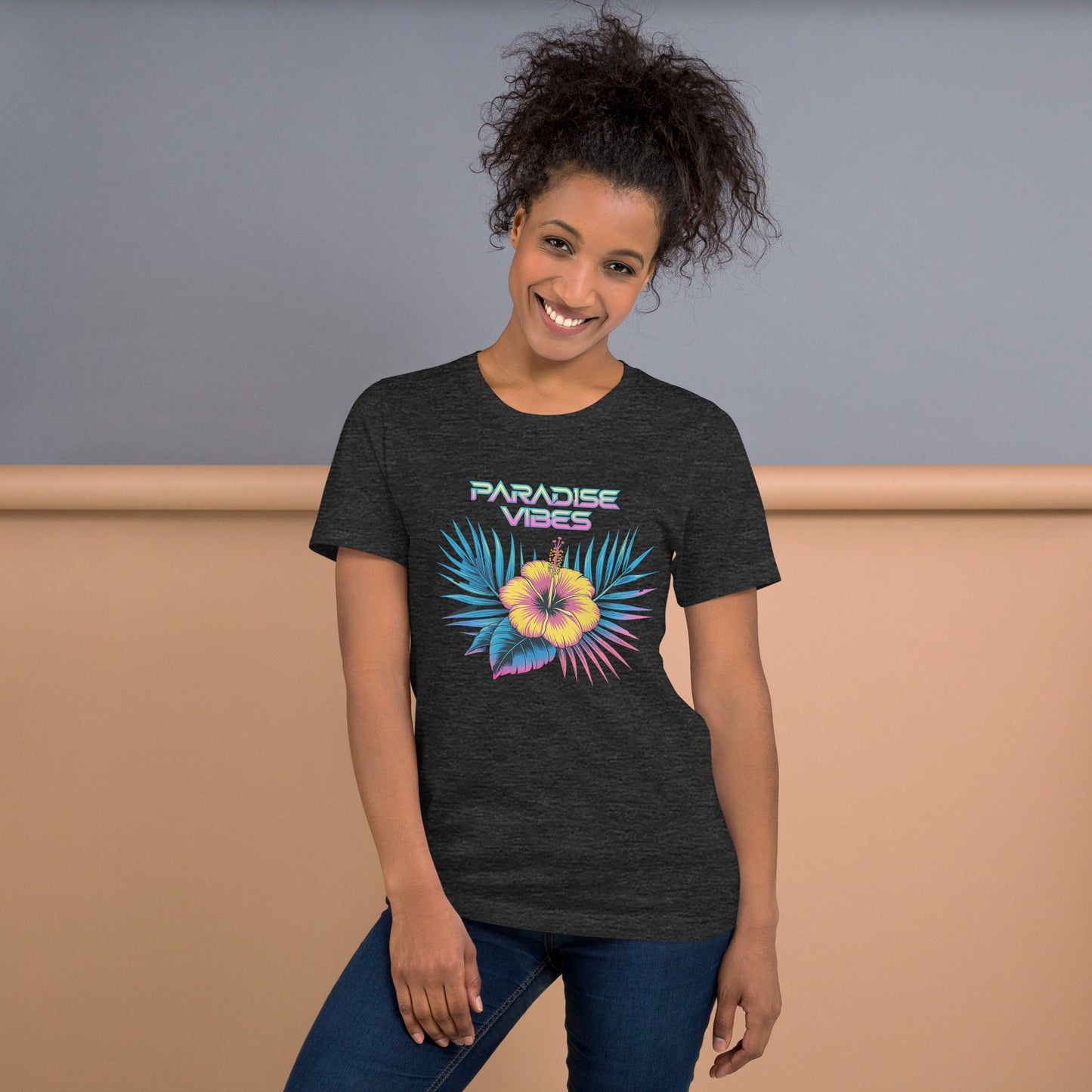 Women's T-Shirt with Tropical Florals and "Paradise Vibes" Design - Soft and Lightweight - Sublimegifts4u.com