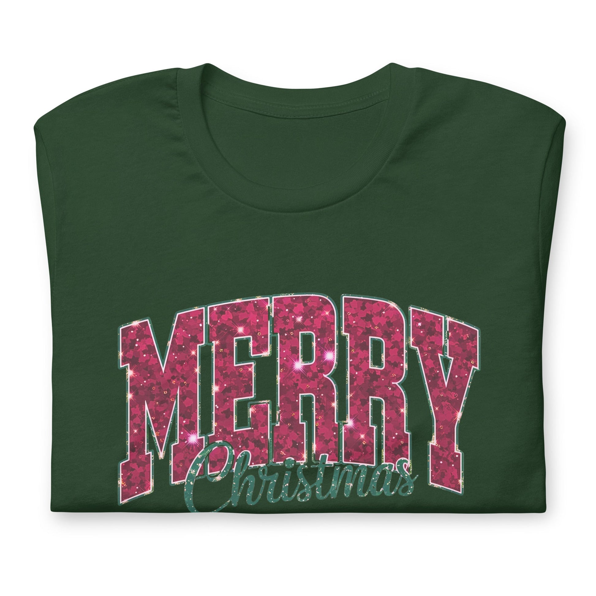 Women’s Tee – "Merry Christmas" Glittery Style Font - Sublimegifts4u.com