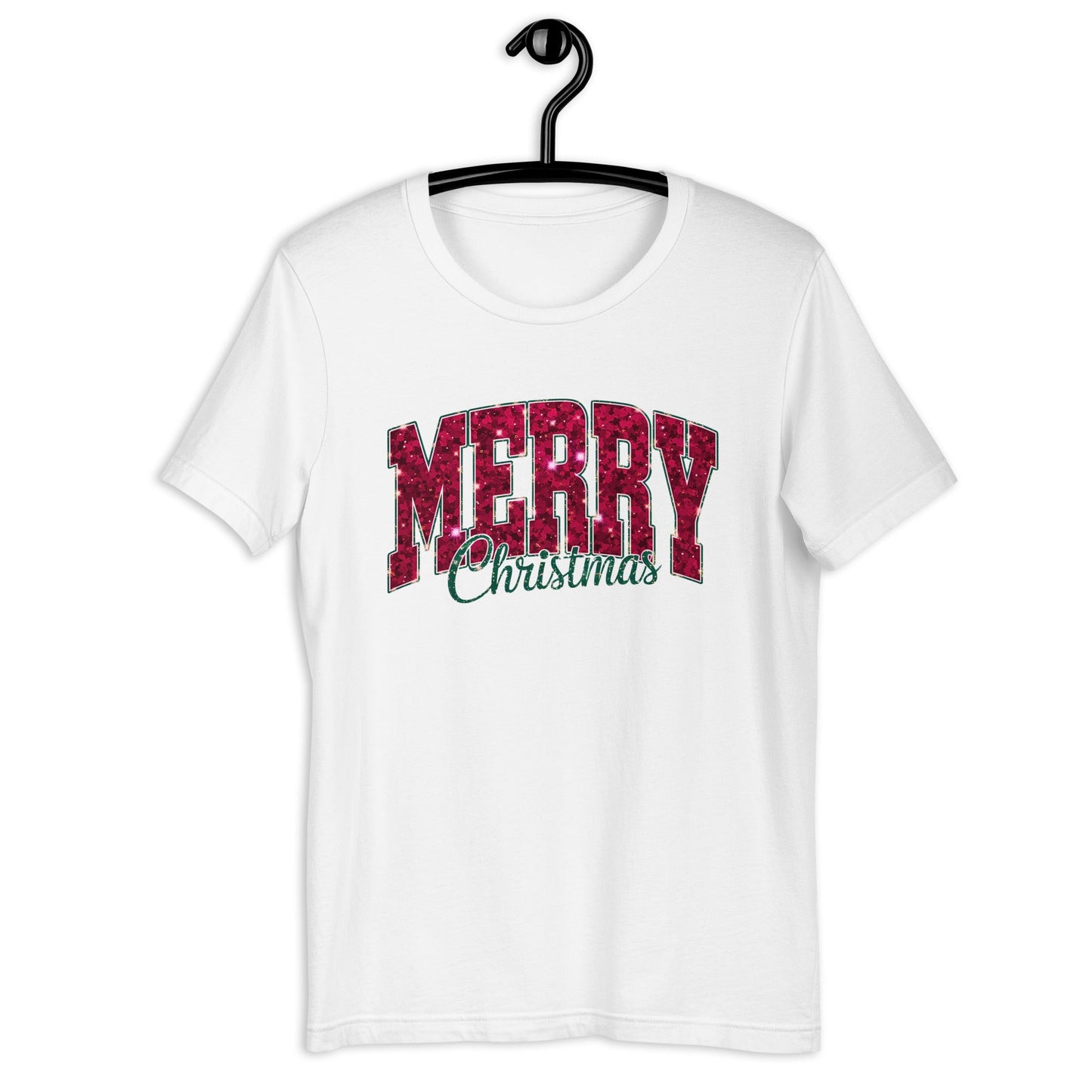 Women’s Tee – "Merry Christmas" Glittery Style Font - Sublimegifts4u.com