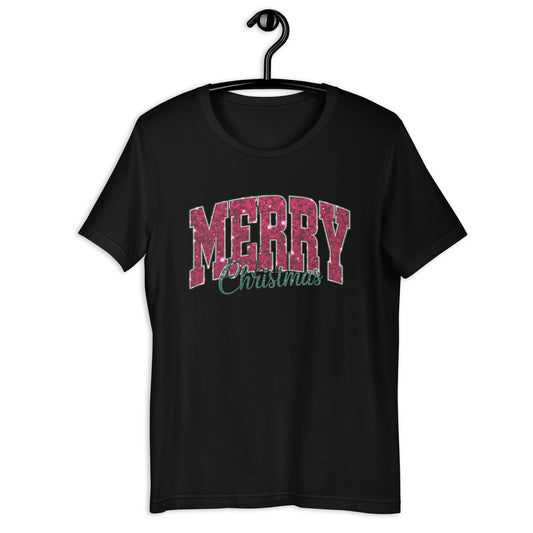 Women’s Tee – "Merry Christmas" Glittery Style Font - Sublimegifts4u.com