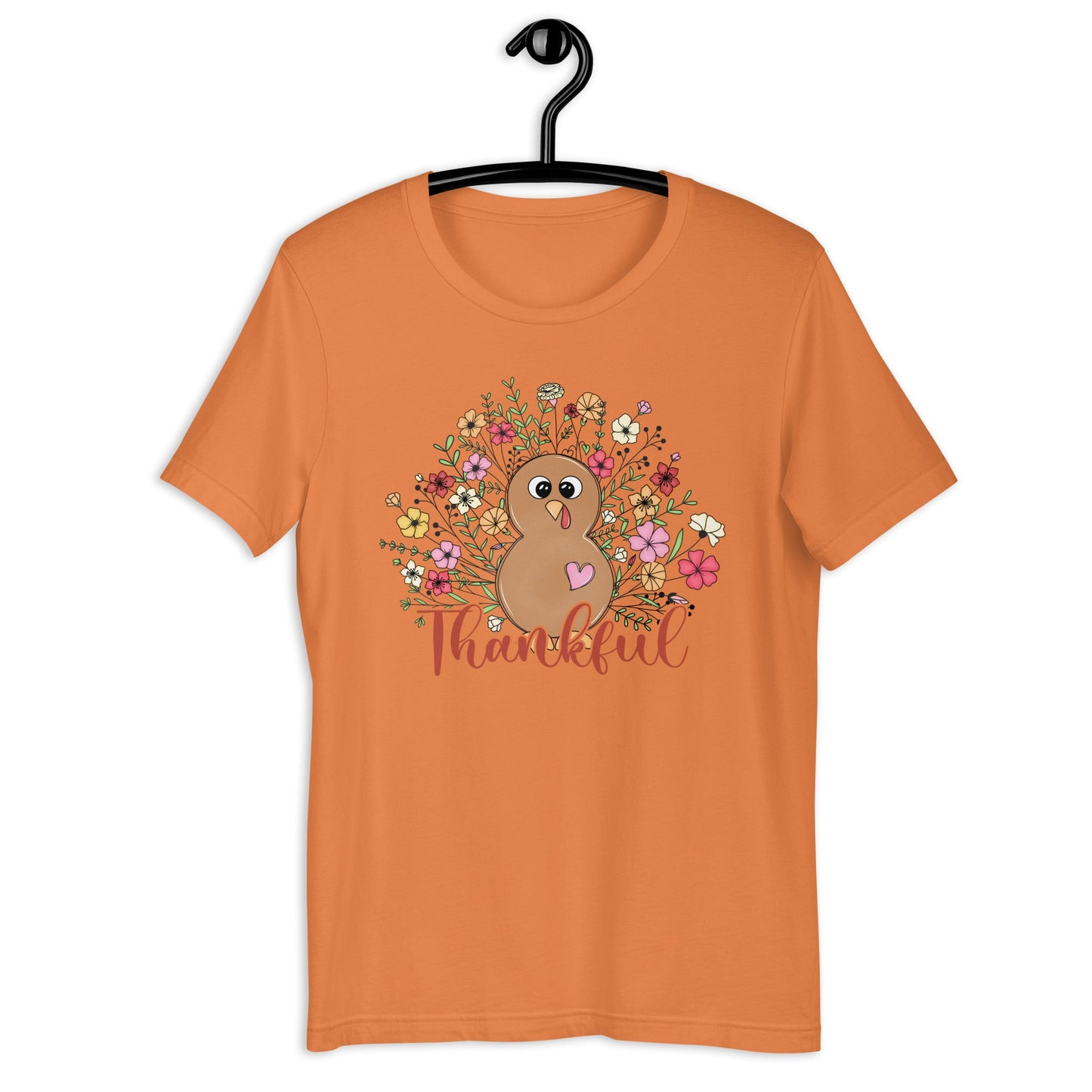 Women’s Tee | 'Thankful' with Turkey and Flowers | Fall Apparel - Sublimegifts4u.com