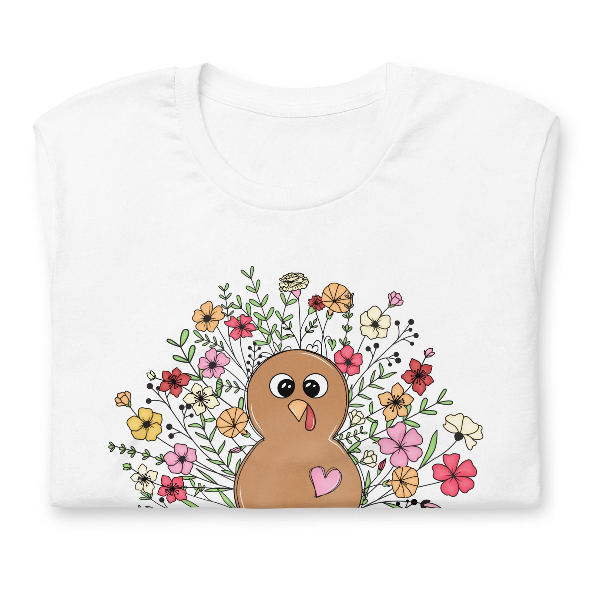 Women’s Tee | 'Thankful' with Turkey and Flowers | Fall Apparel - Sublimegifts4u.com