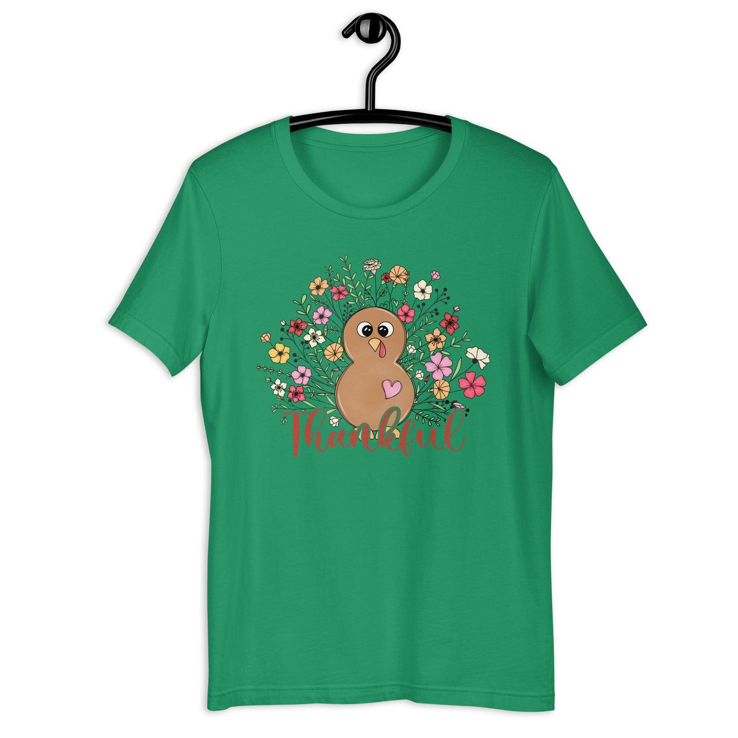 Women’s Tee | 'Thankful' with Turkey and Flowers | Fall Apparel - Sublimegifts4u.com