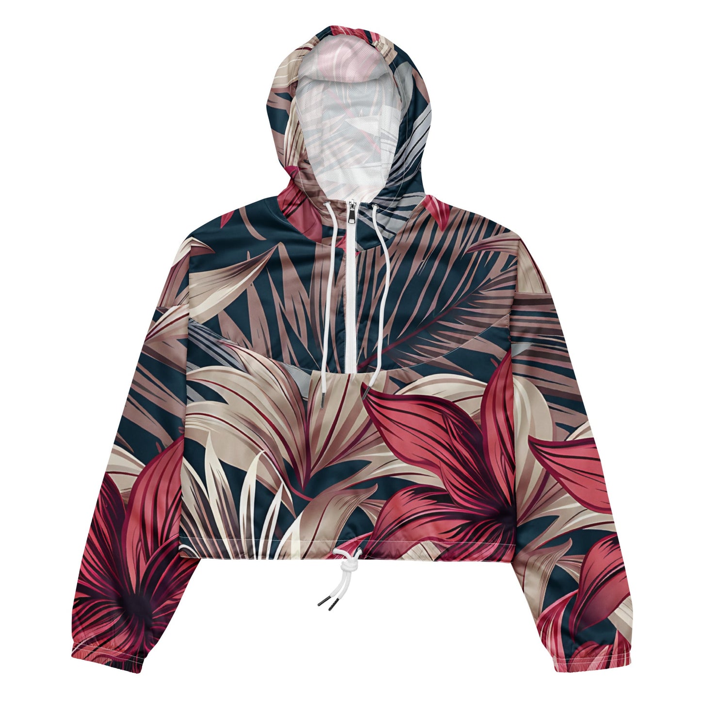 Women's Tropical Mauve Cropped Windbreaker - Sublimegifts4u.com