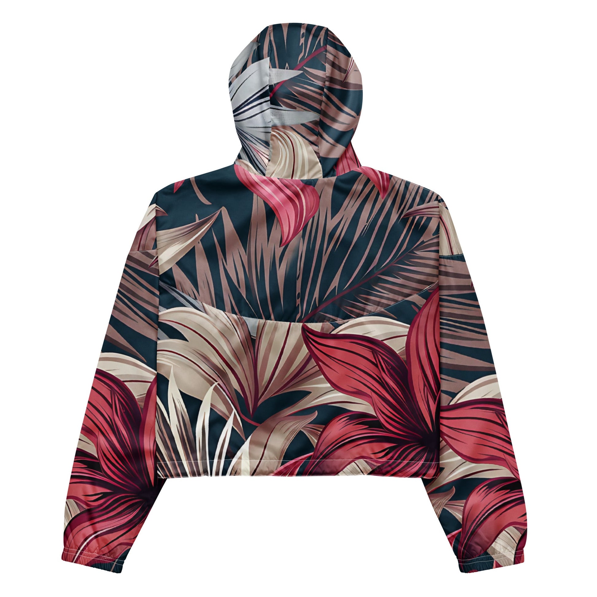 Women's Tropical Mauve Cropped Windbreaker - Sublimegifts4u.com