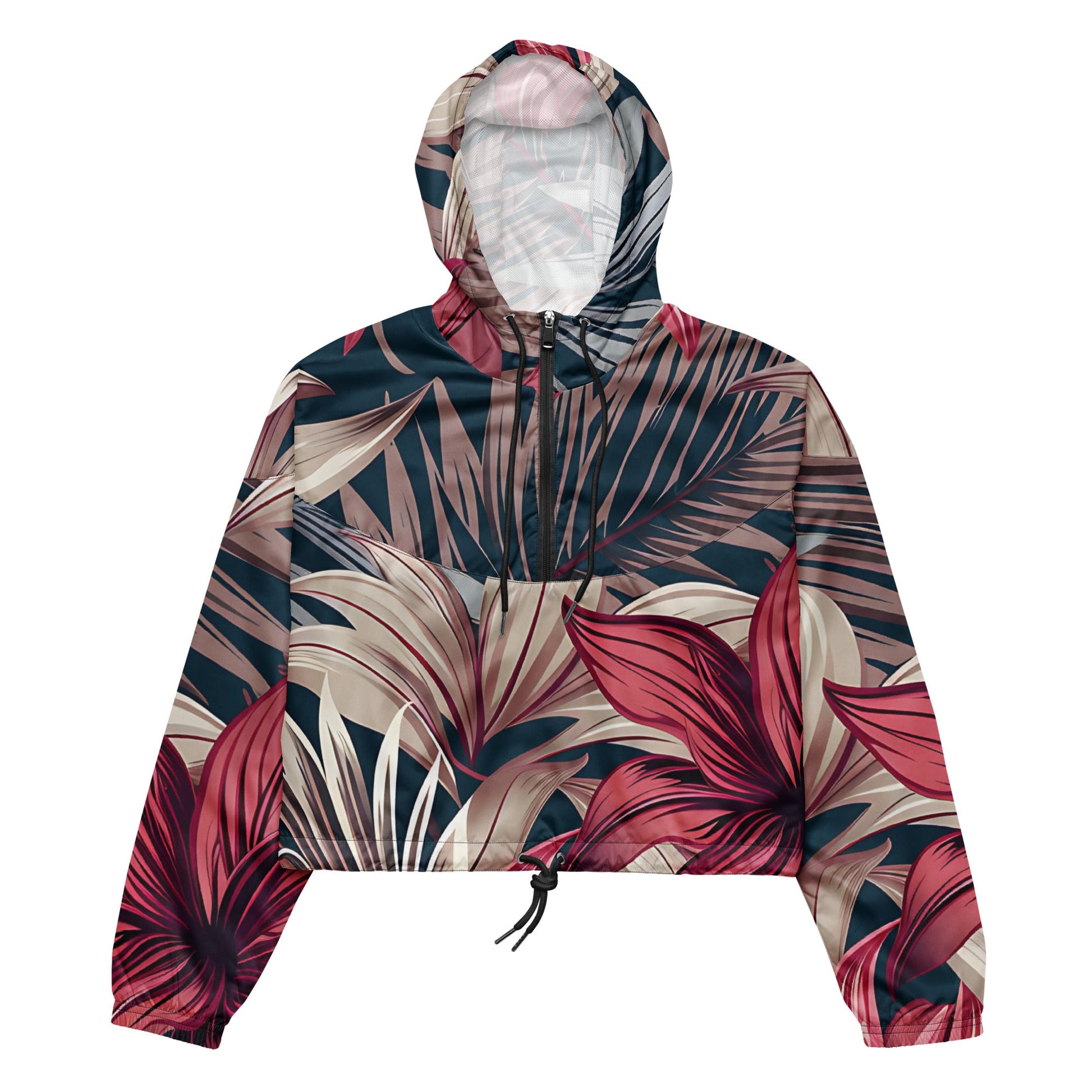 Women's Tropical Mauve Cropped Windbreaker - Sublimegifts4u.com