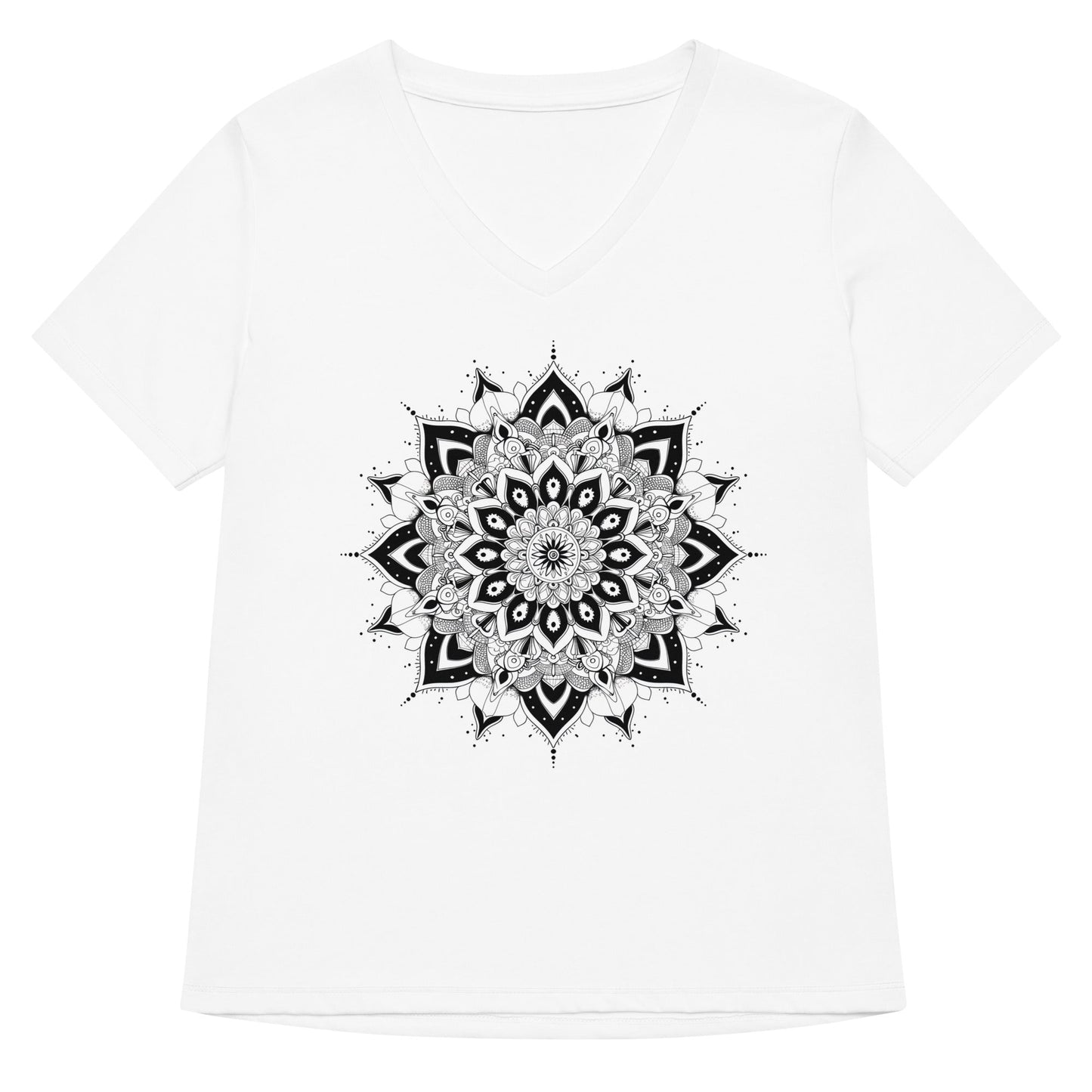 Women's V - Neck T-Shirt with Celestial Mandala Star Design - Soft & Relaxed Fit - Sublimegifts4u.com