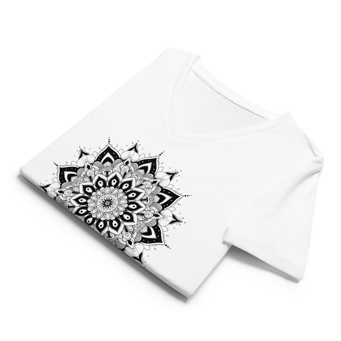 Women's V - Neck T-Shirt with Celestial Mandala Star Design - Soft & Relaxed Fit - Sublimegifts4u.com