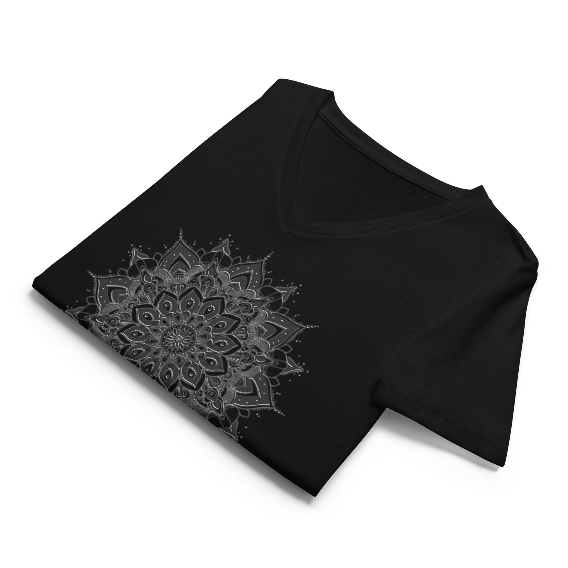 Women's V - Neck T-Shirt with Celestial Mandala Star Design - Soft & Relaxed Fit - Sublimegifts4u.com