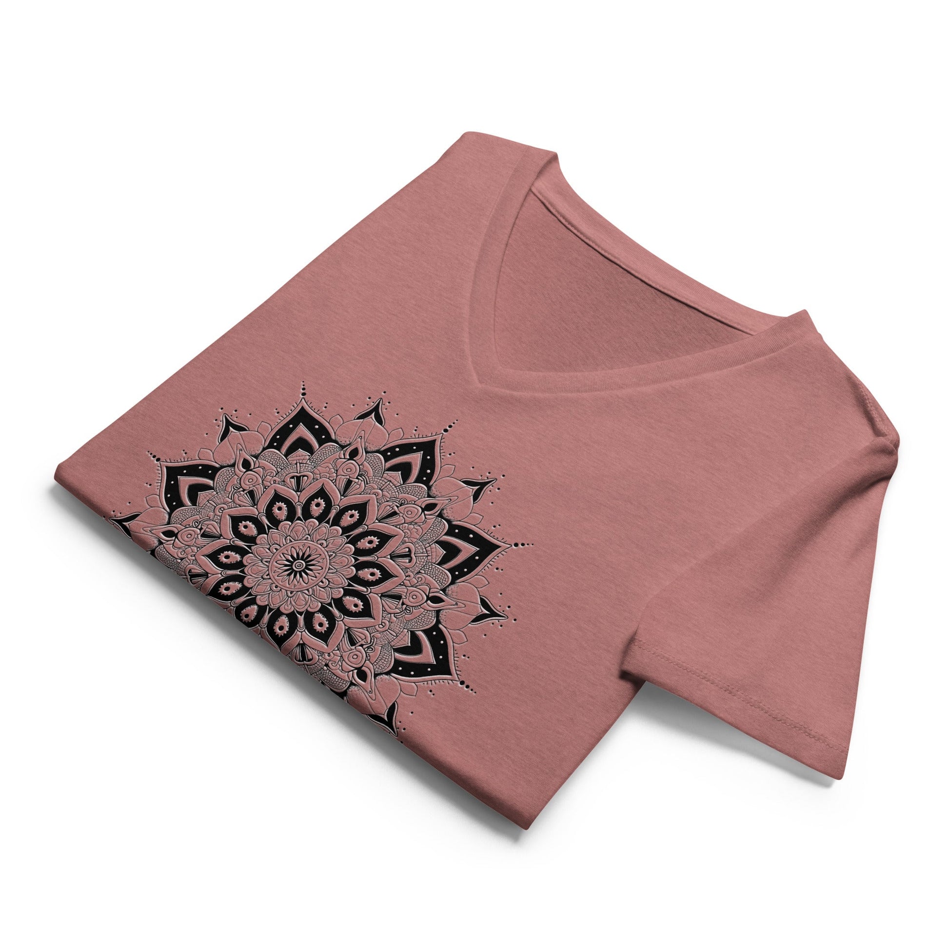 Women's V - Neck T-Shirt with Celestial Mandala Star Design - Soft & Relaxed Fit - Sublimegifts4u.com