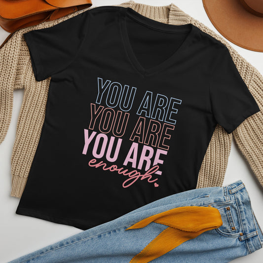 Women’s V - Neck T-Shirt with Inspirational Affirmation - Sublimegifts4u.com