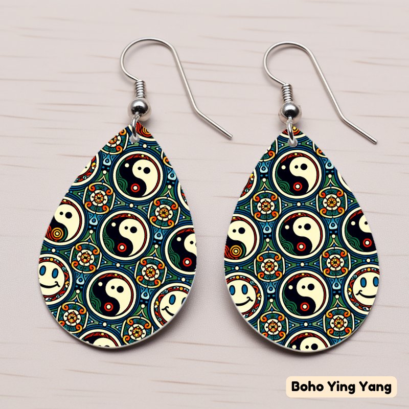 Wooden Tear - drop Fashion Earrings Double - sided Design - Sublimegifts4u.com