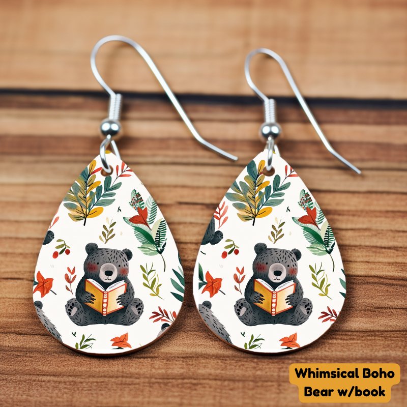 Wooden Tear - drop Fashion Earrings Double - sided Design - Sublimegifts4u.com