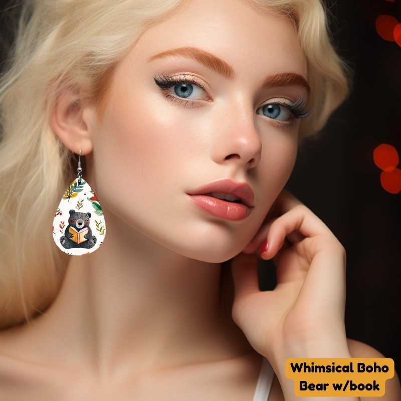 Wooden Tear - drop Fashion Earrings Double - sided Design - Sublimegifts4u.com