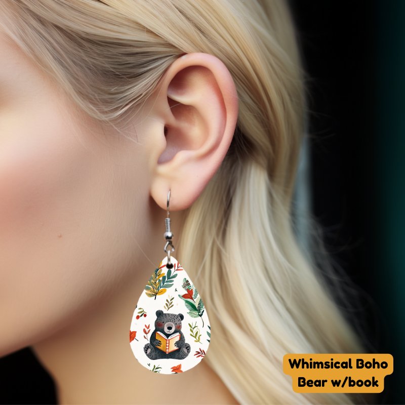 Wooden Tear - drop Fashion Earrings Double - sided Design - Sublimegifts4u.com