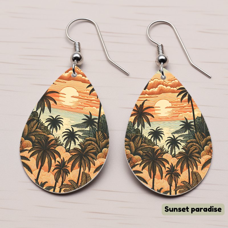 Wooden Tear - drop Fashion Earrings Double - sided Design - Sublimegifts4u.com