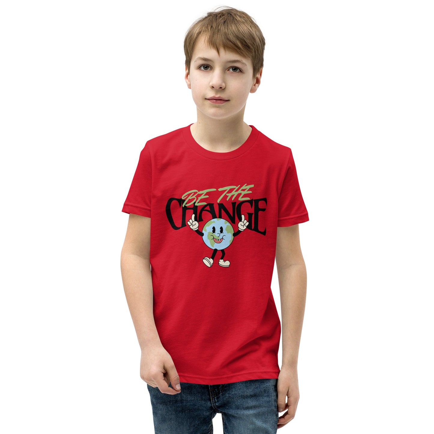 Youth 'Be the Change' World Design T-Shirt - Inspiring & Comfortable - Sublimegifts4u.com