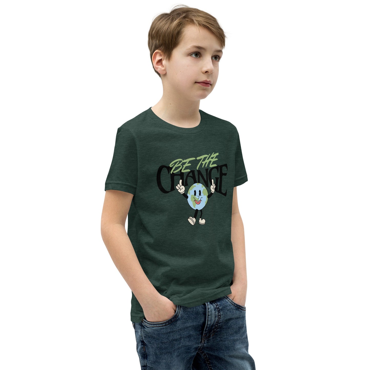 Youth 'Be the Change' World Design T-Shirt - Inspiring & Comfortable - Sublimegifts4u.com