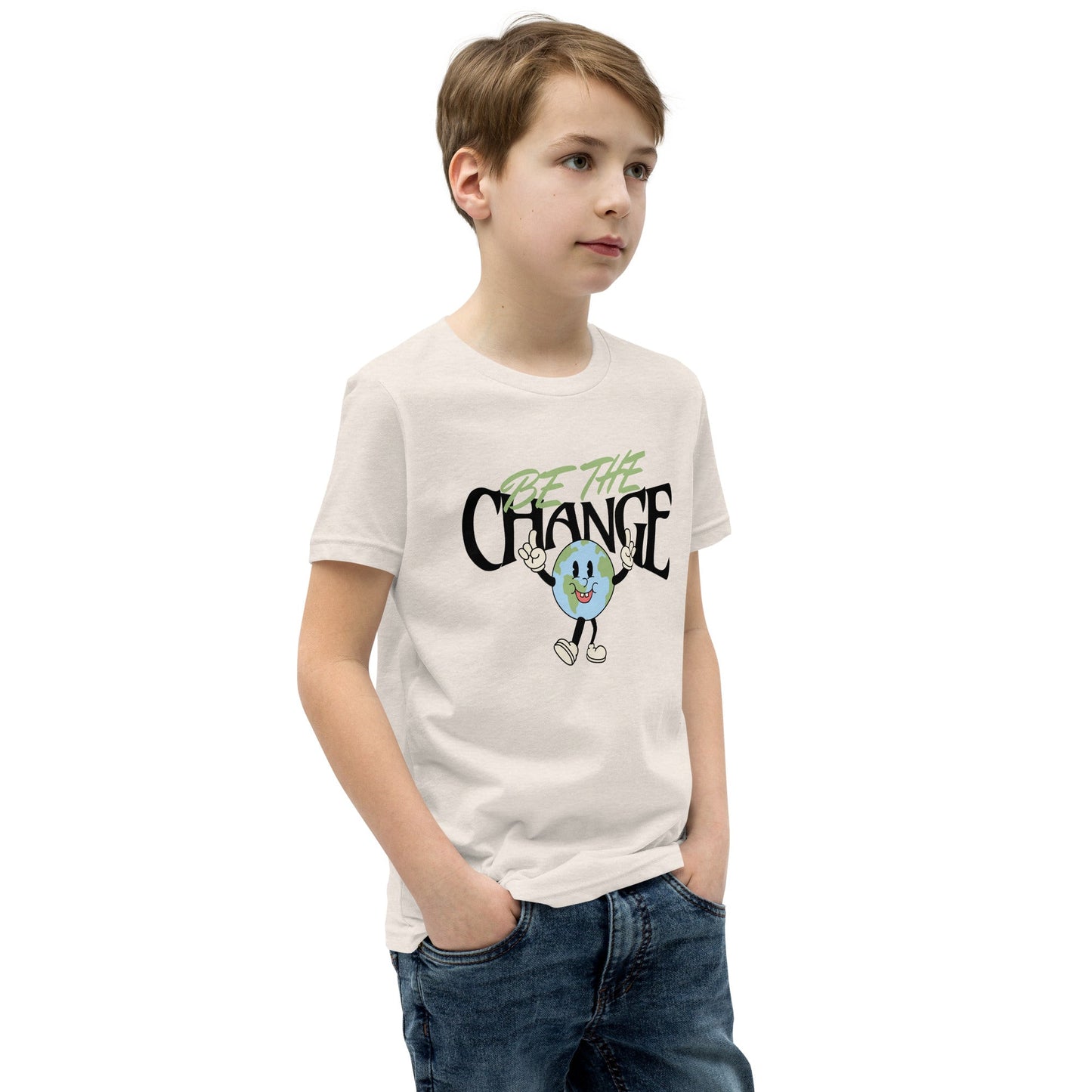 Youth 'Be the Change' World Design T-Shirt - Inspiring & Comfortable - Sublimegifts4u.com