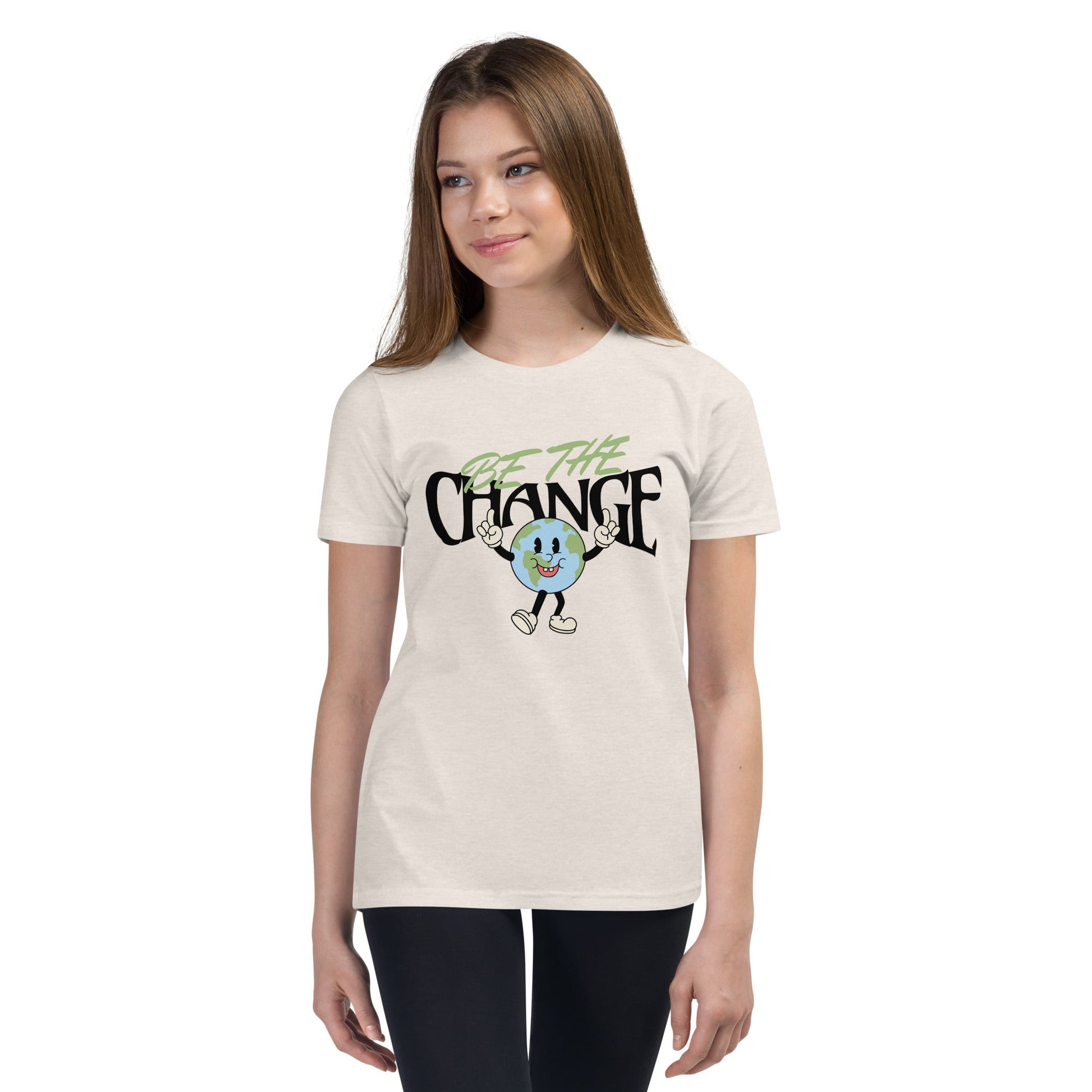 Youth 'Be the Change' World Design T-Shirt - Inspiring & Comfortable - Sublimegifts4u.com