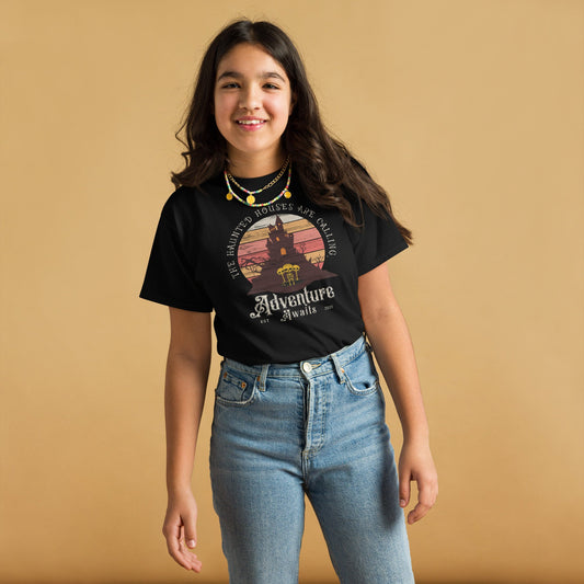 Youth Halloween T-Shirt - "The Haunted Houses Are Calling" Adventure Awaits - Sublimegifts4u.com