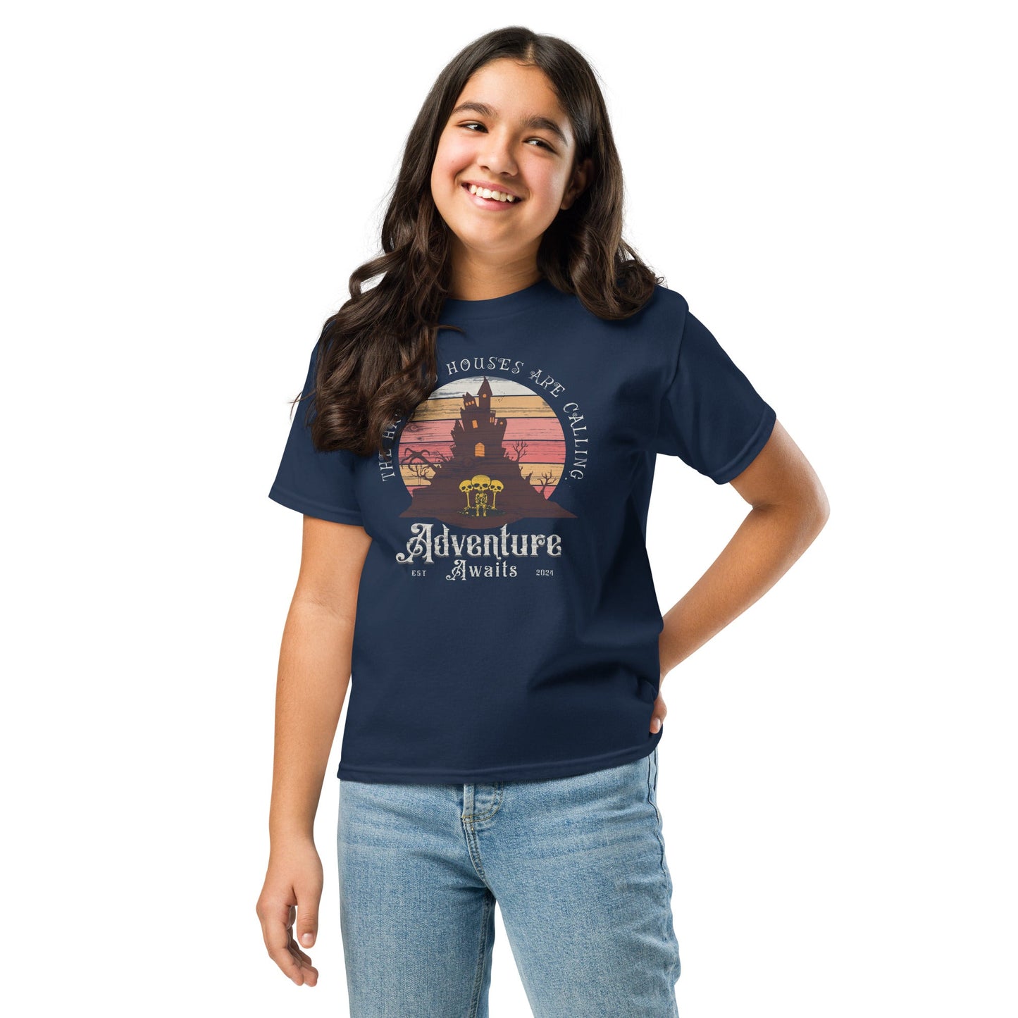 Youth Halloween T-Shirt - "The Haunted Houses Are Calling" Adventure Awaits - Sublimegifts4u.com