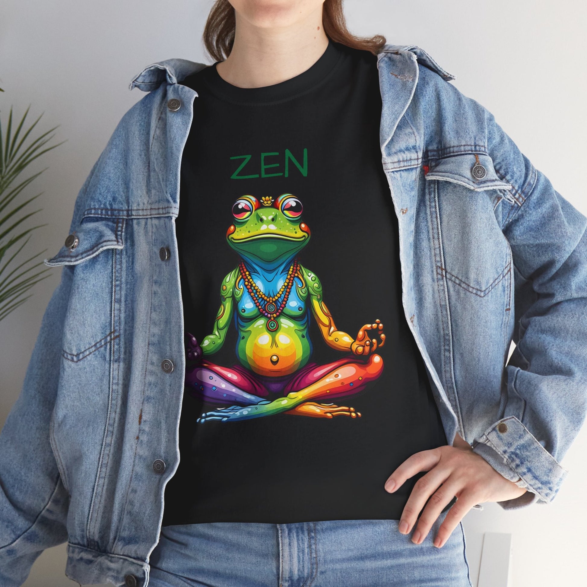 Zen Frog Meditation Tee for Women | Relaxed Fit Cotton Yoga Shirt - Sublimegifts4u.com